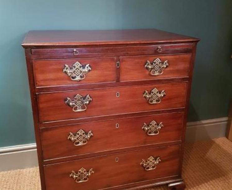 George III Period Antique Mahogany Brushing Slide Chest - Image 1