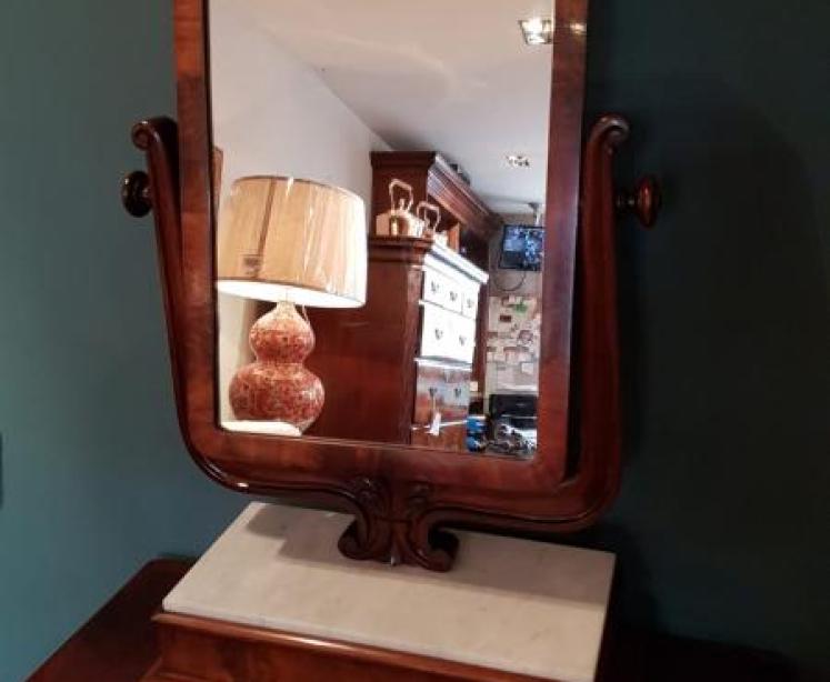 Unusual William IV Period Marble Topped Toilet Mirror - Image 1