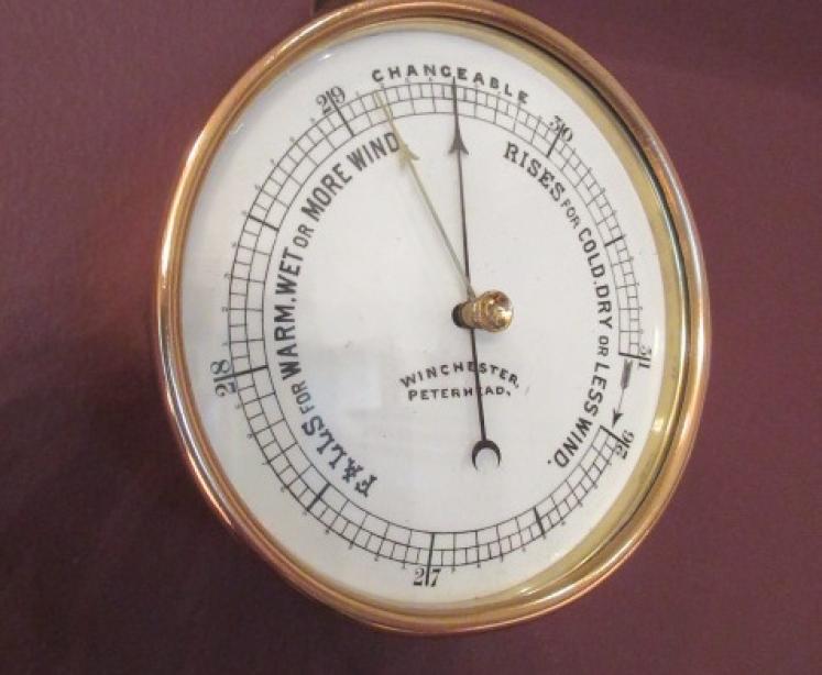Antique Polished Brass Marine Barometer - Image 1