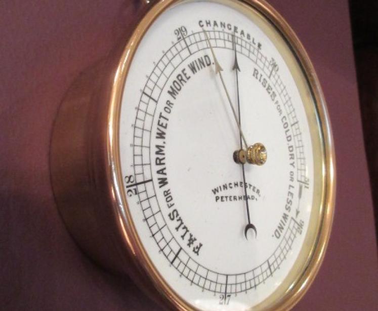 Antique Polished Brass Marine Barometer - Image 3