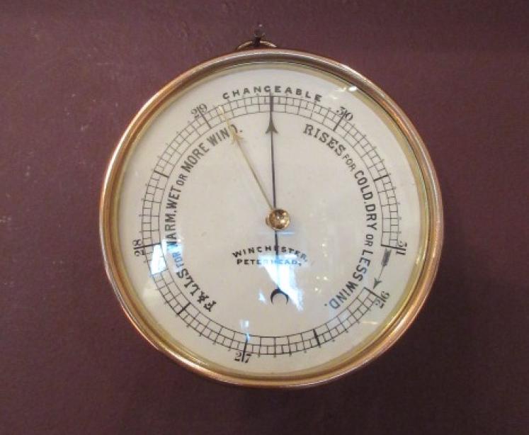 Antique Polished Brass Marine Barometer - Image 5