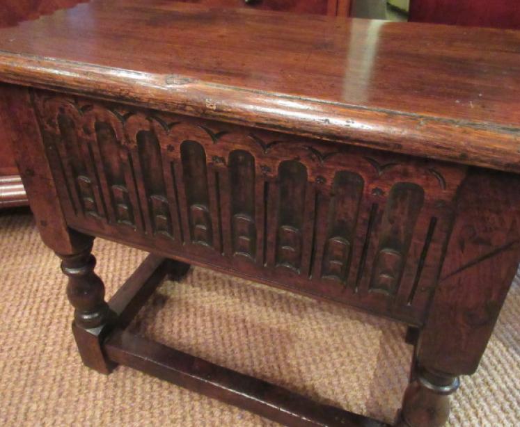 Georgian Style Antique Oak Box/Stool - Image 4