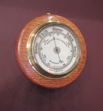 Antique Polished Oak 'Weekly Telegraph' Barometer
