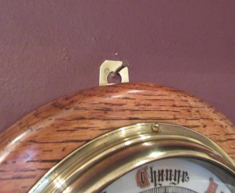 Antique Polished Oak 'Weekly Telegraph' Barometer - Image 4