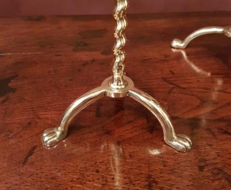 Pair of Early Victorian Brass Rise and Fall Candelabras - Image 3