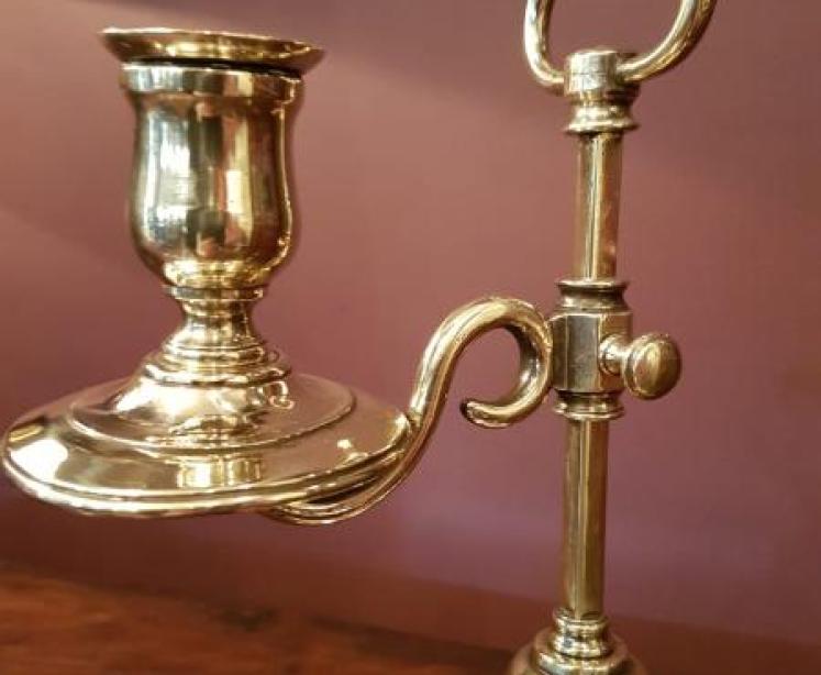 Unusual Victorian Cast Brass Chamber Stick and Snuffer - Image 2