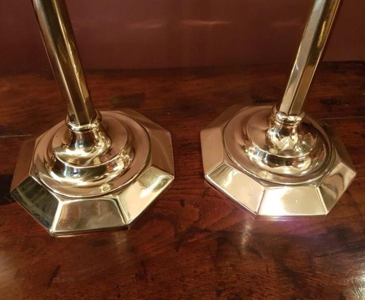 Superb Pair of Large Antique 20" Brass Candlesticks - Image 4
