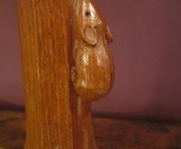 Old Mouseman Azed Oak Table Lamp - Image 3