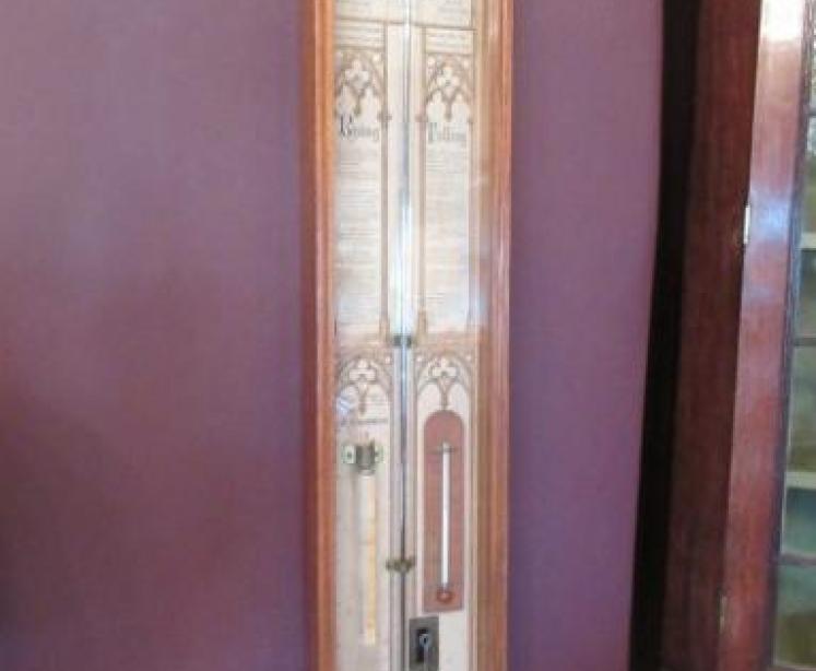 Edwardian Period Polished Oak Admiral Fitzroy Barometer - Image 1