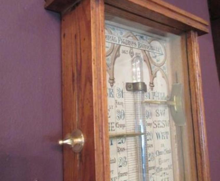 Edwardian Period Polished Oak Admiral Fitzroy Barometer - Image 5