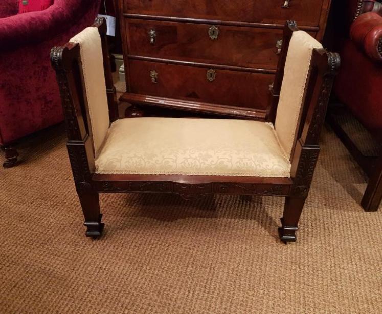 Edwardian Mahogany Chippendale Revival Window Seat - Image 1