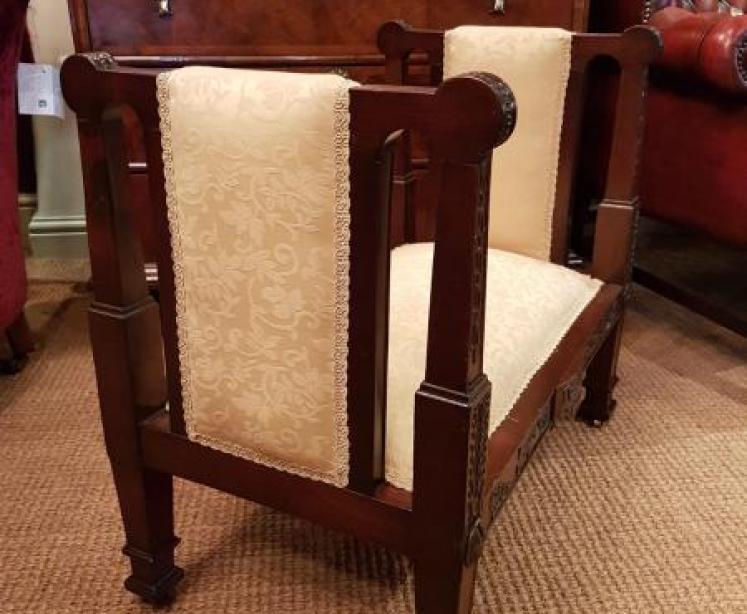 Edwardian Mahogany Chippendale Revival Window Seat - Image 2