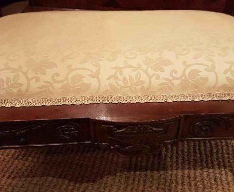 Edwardian Mahogany Chippendale Revival Window Seat - Image 3
