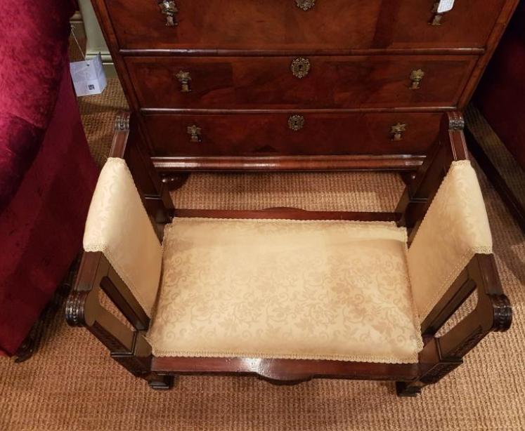 Edwardian Mahogany Chippendale Revival Window Seat - Image 4