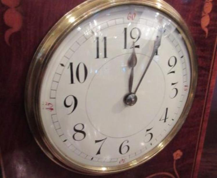 Art Nouveau Style Fruitwood Inlaid Mantel Clock - Image 2