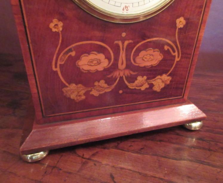 Art Nouveau Style Fruitwood Inlaid Mantel Clock - Image 3