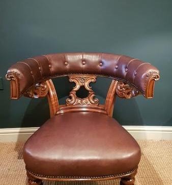 William IV Leather Library Armchair