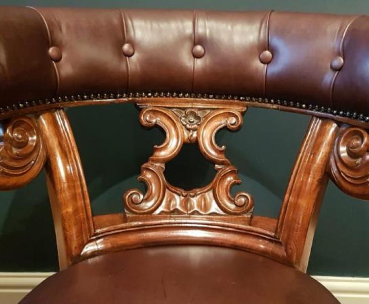 William IV Leather Library Armchair - Image 4