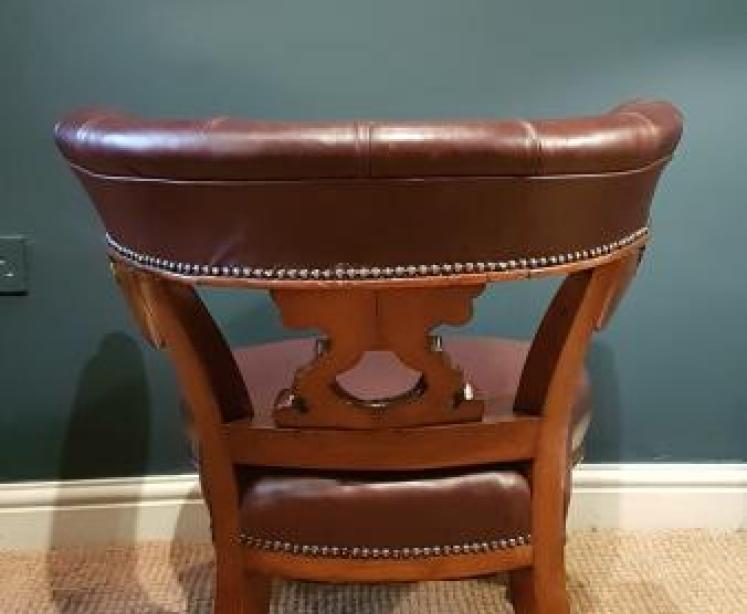 William IV Leather Library Armchair - Image 5