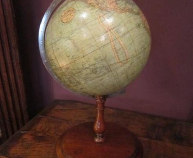 Rare Late Victorian 8" Plaster Terrestrial Globe - Image 1