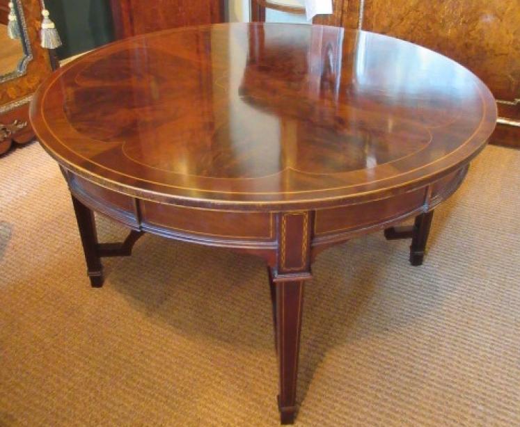 Fine Edwardian Period Figured 'Sunburst Top' Coffee Table - Image 1