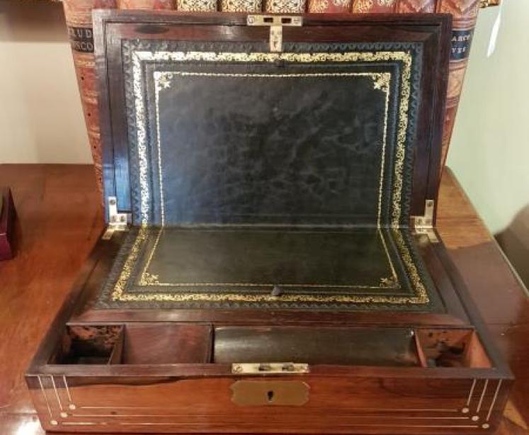 Antique Regency Rosewood Brass Bound Writing Slope  - Image 1