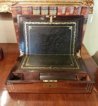 Antique Regency Rosewood Brass Bound Writing Slope 