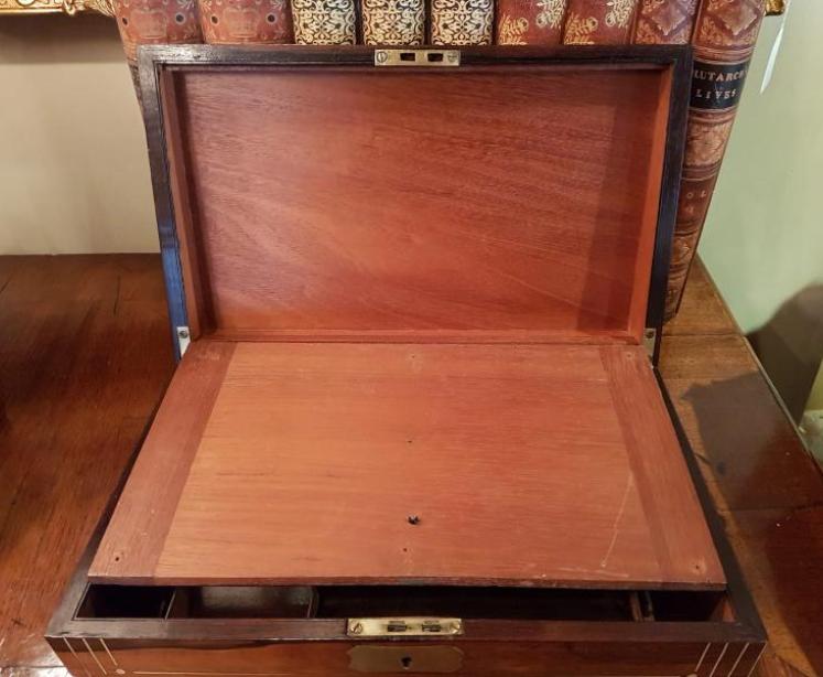 Antique Regency Rosewood Brass Bound Writing Slope  - Image 2