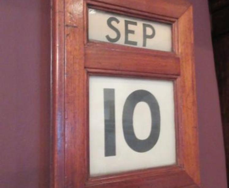 Large Victorian Walnut Perpetual Bank Wall Calendar - Image 1