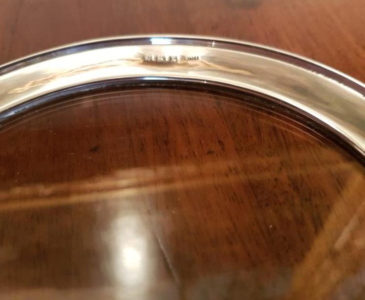 Matching Pair of Silver Rimmed Glass Coasters - Image 2