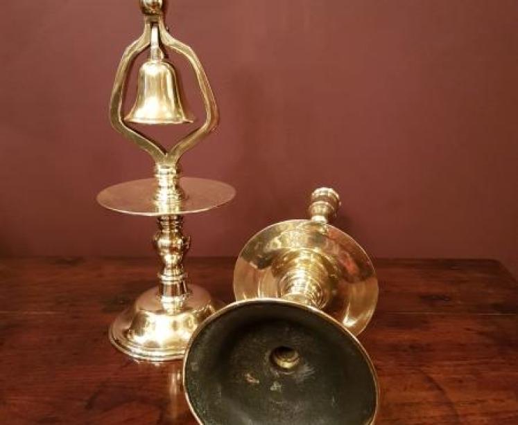 Pair of Antique C.19th Brass Tavern Candlesticks - Image 4