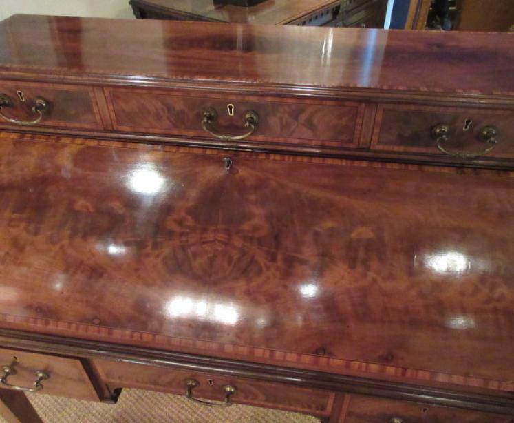 Antique Mahogany Sheraton Inlaid Cylinder Top Desk - Image 2
