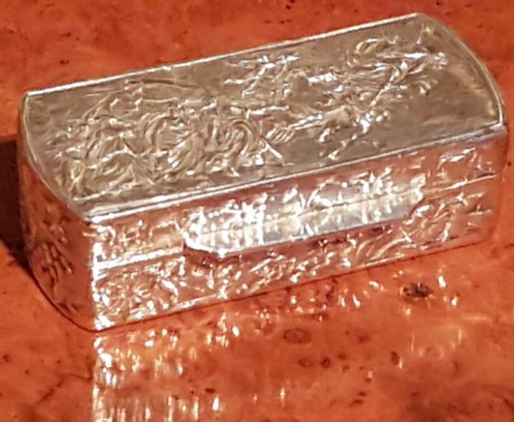 Embossed Silver Pill Box - Image 1