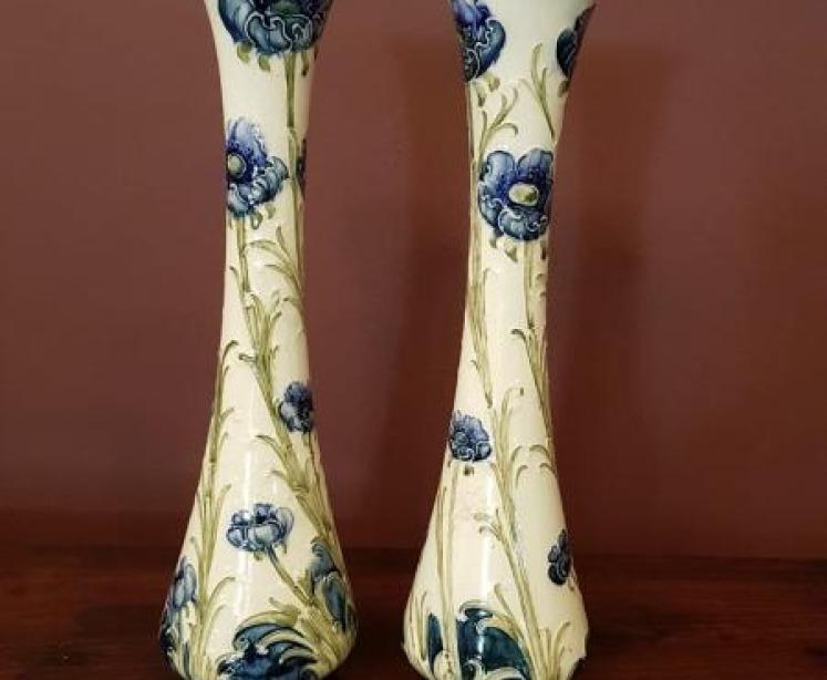 Elegant Pair of Moorcroft Florian Poppy Vases - Image 1