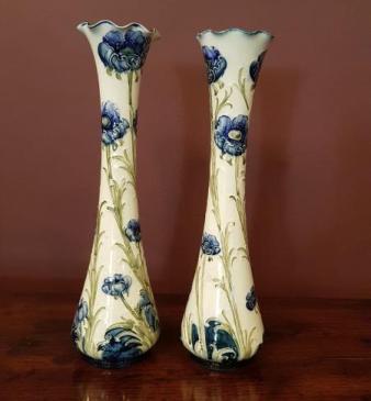Elegant Pair of Moorcroft Florian Poppy Vases