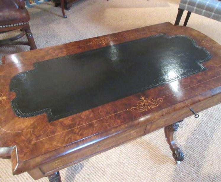Mid Victorian Burr Walnut Games & Writing Table - Image 2