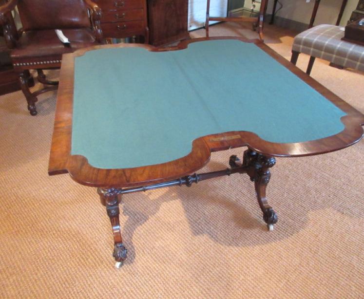 Mid Victorian Burr Walnut Games & Writing Table - Image 4