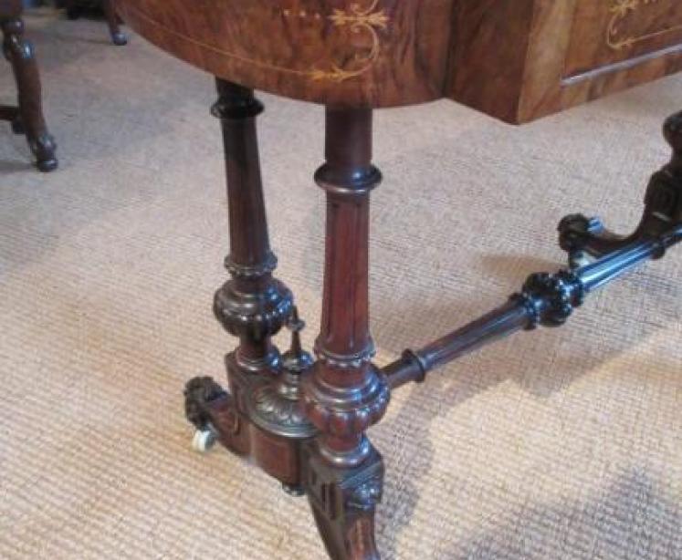 Mid Victorian Burr Walnut Games & Writing Table - Image 5