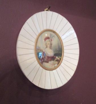 Oval Mid Victorian Miniature Portrait of a Lady