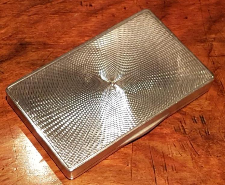 Silver And Blue Engine Turned Enamel Card Case - Image 3