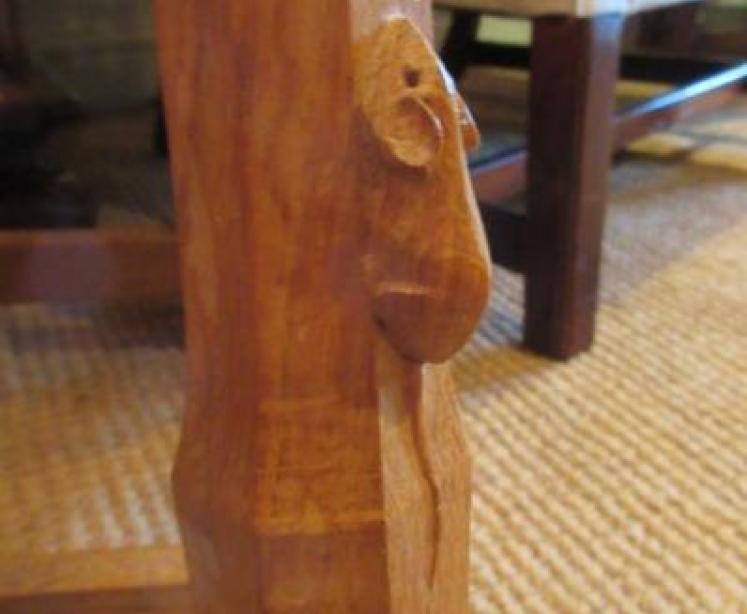 1950's Mouseman Adzed Oak Armchair - Image 2