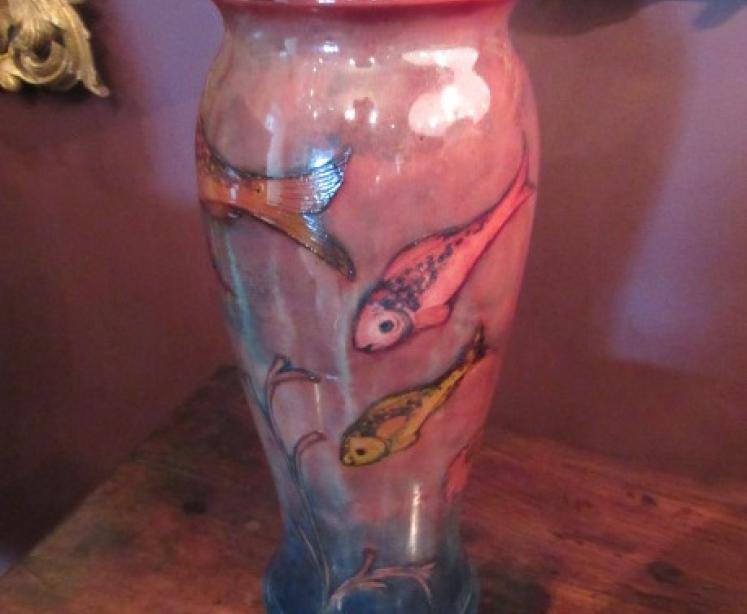 Rare Moorcroft Flambe Glazed Fishes Vase - Image 1