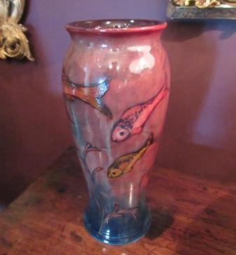 Rare Moorcroft Flambe Glazed Fishes Vase