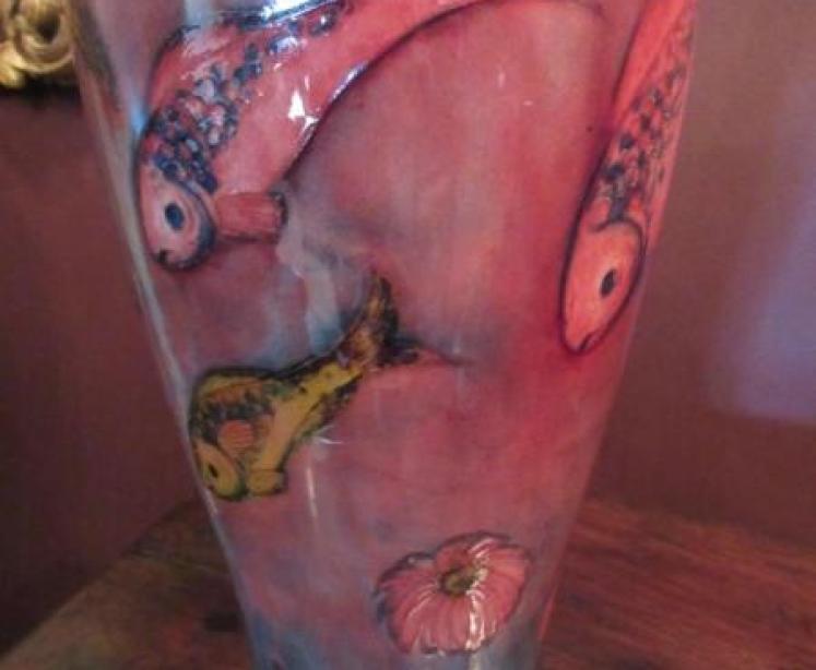 Rare Moorcroft Flambe Glazed Fishes Vase - Image 4