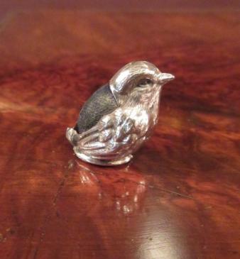Edwardian Antique Novelty Silver Bird Pin Cushion