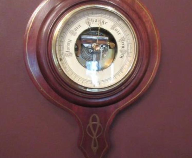 Edwardian Antique Brass Inlaid Banjo Barometer - Image 5