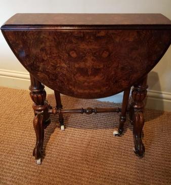 Fine Mid Victorian Burr Walnut Baby Sunderland Table