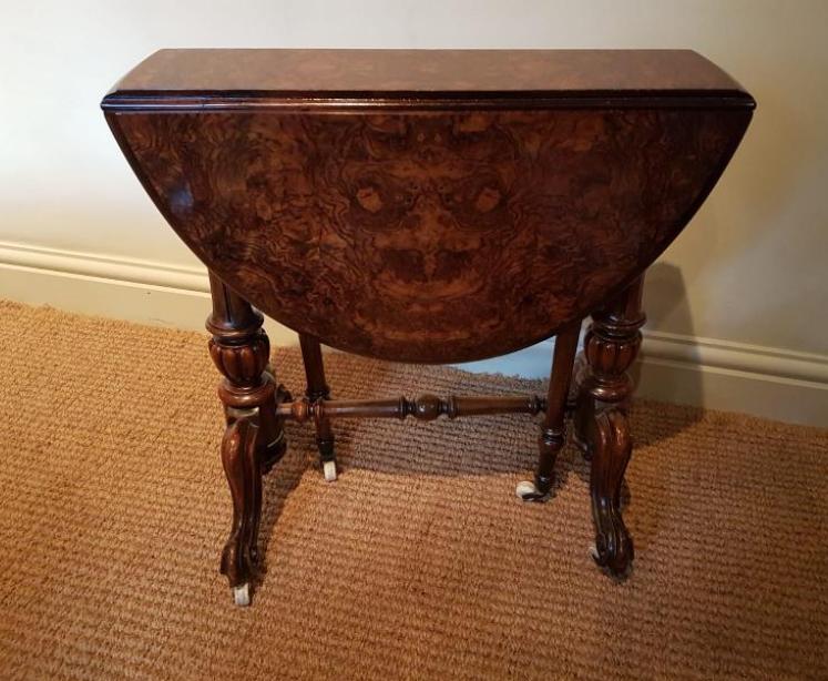 Fine Mid Victorian Burr Walnut Baby Sunderland Table - Image 1