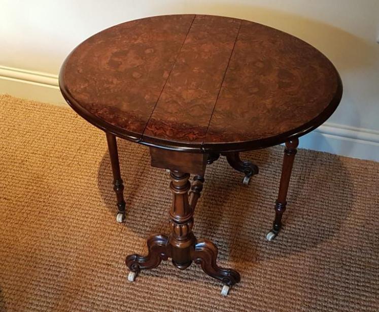 Fine Mid Victorian Burr Walnut Baby Sunderland Table - Image 2