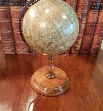 1920's Phillips Plaster 6" Globe On Walnut Foot.